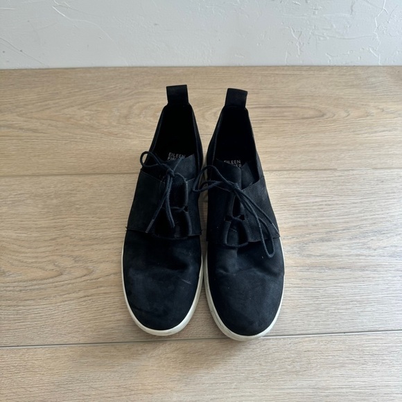 Eileen Fisher Kipling Tumbled Nubuck Sneakers Black - Picture 1 of 6